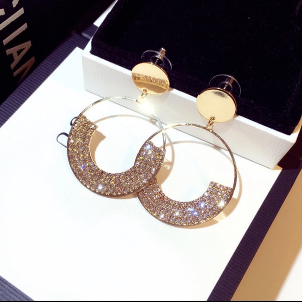 Gold Tone Round Hoop Earrings - Picture 2 of 4